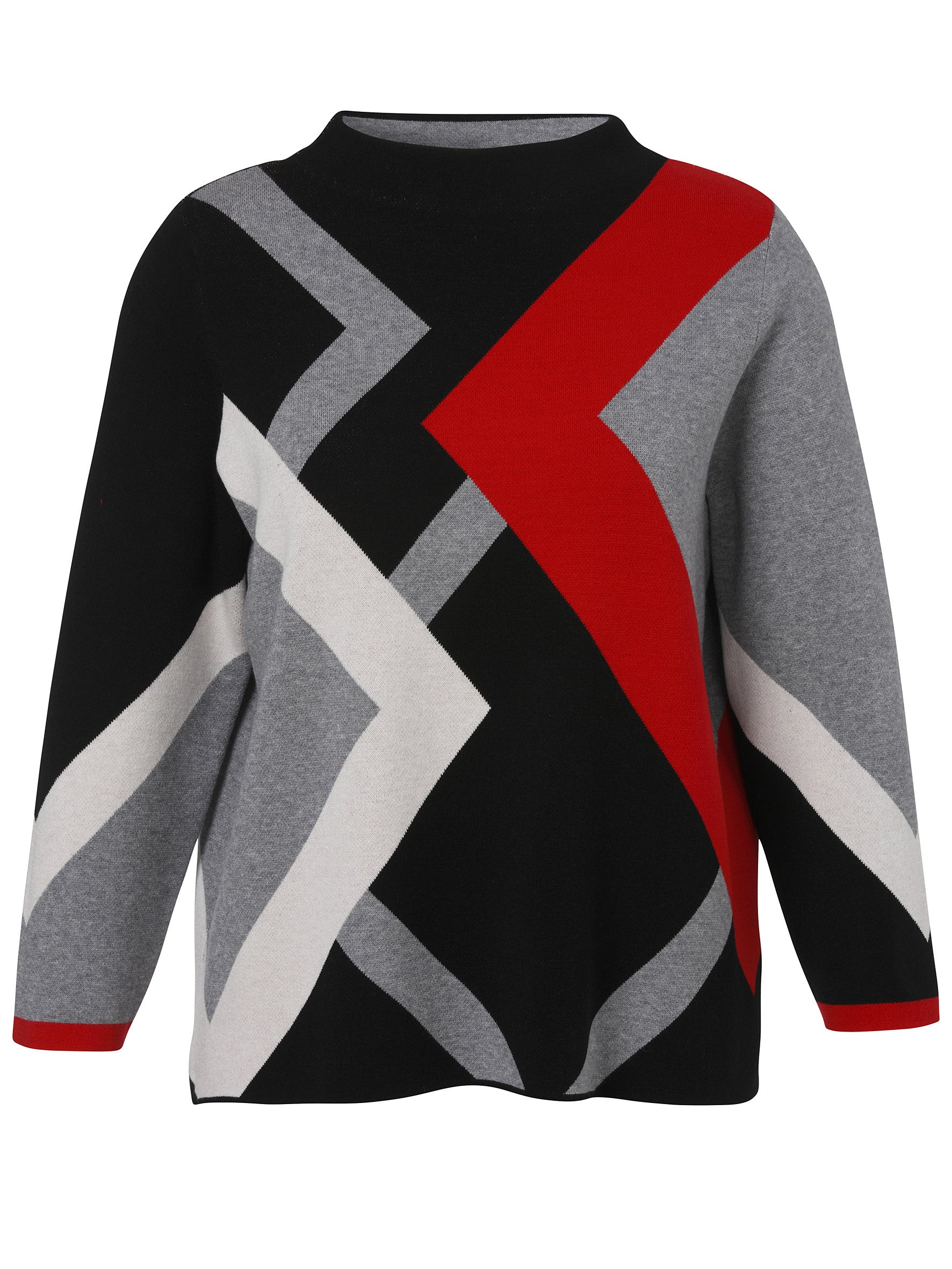 Strickpullover aus Viskosemix - 103-schwarz multicolor - Schwarz