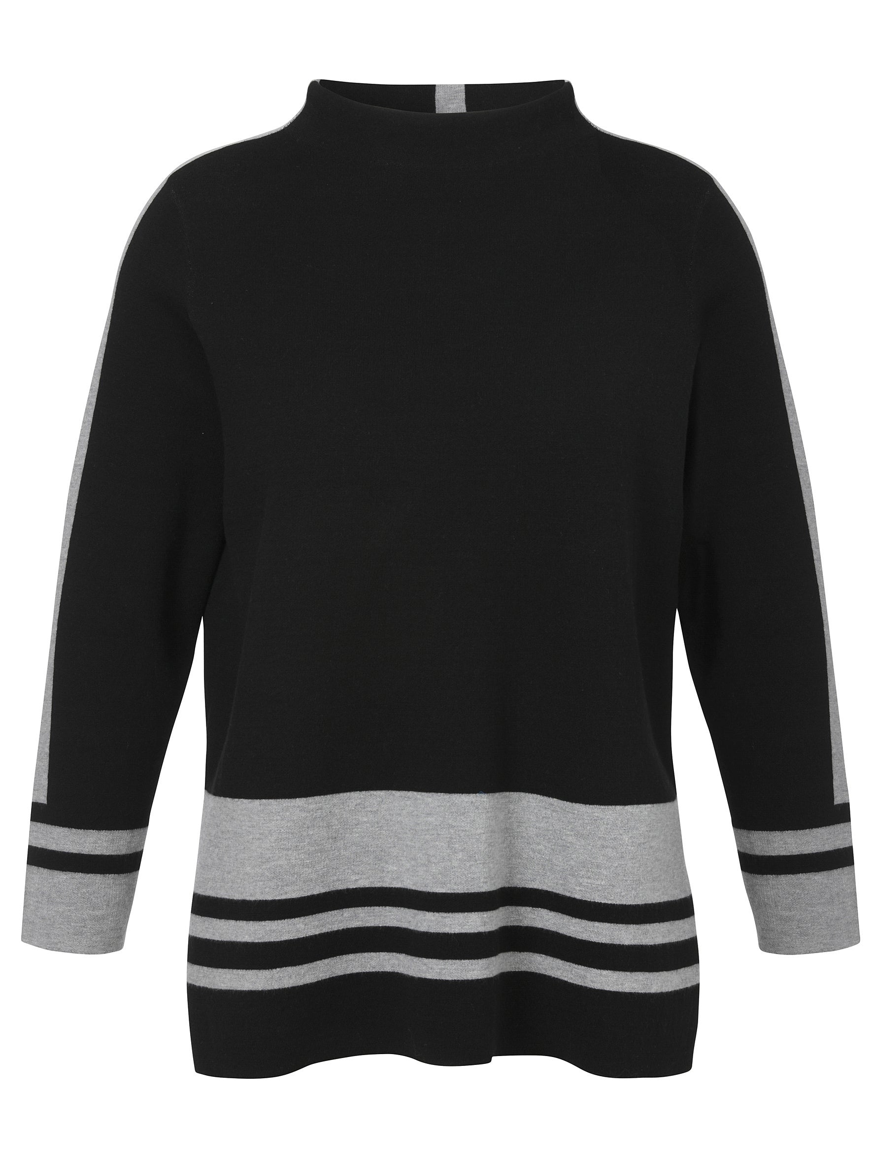 Strickpullover aus Baumwollmix - 100151-schwarz/grau melange - Schwarz