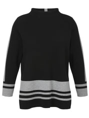 Strickpullover aus Baumwollmix - 100151-schwarz/grau melange - Schwarz