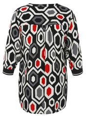 Schlupfbluse aus Viskose - 103-schwarz multicolor - Schwarz