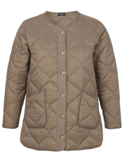 Steppjacke mit Rundhalsausschnitt - 740-mokka - Braun