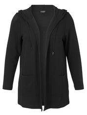 Strickjacke mit Kapuze - 100-schwarz - Schwarz