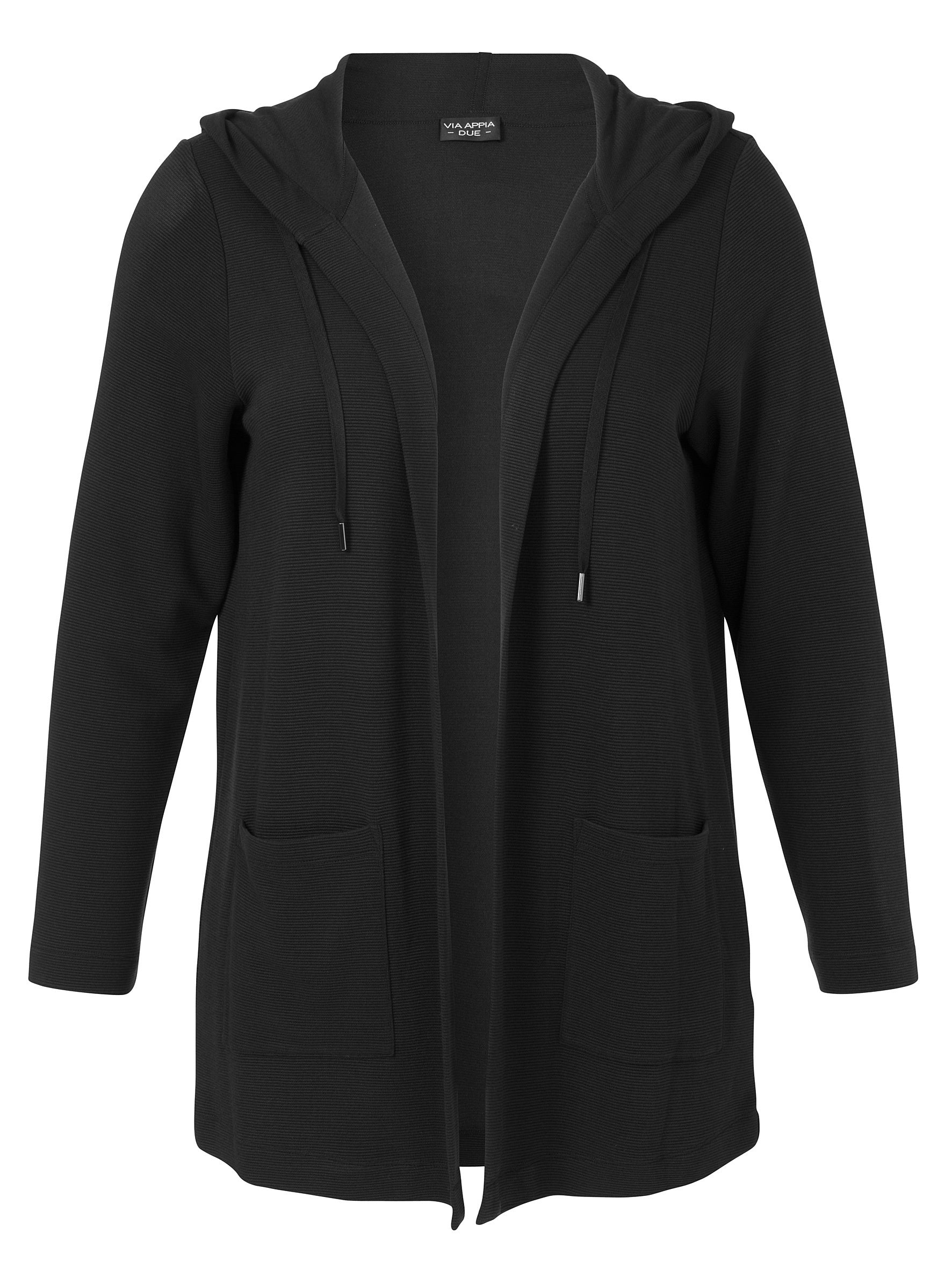 Strickjacke mit Kapuze - 100-schwarz - Schwarz
