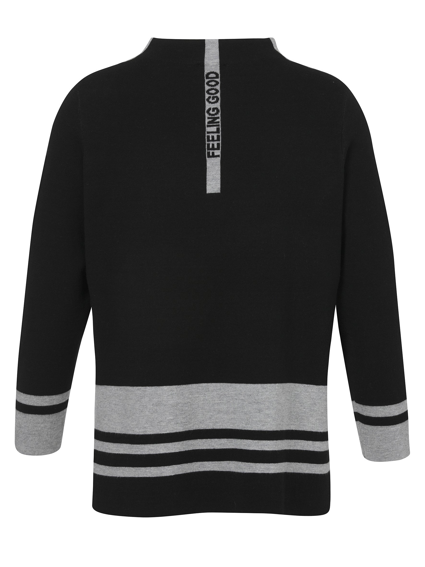 Strickpullover aus Baumwollmix - 100151-schwarz/grau melange - Schwarz