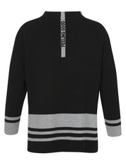 Strickpullover aus Baumwollmix - 100151-schwarz/grau melange - Schwarz