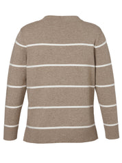 Strickpullover - 741920-mokka melange /creme - Beige