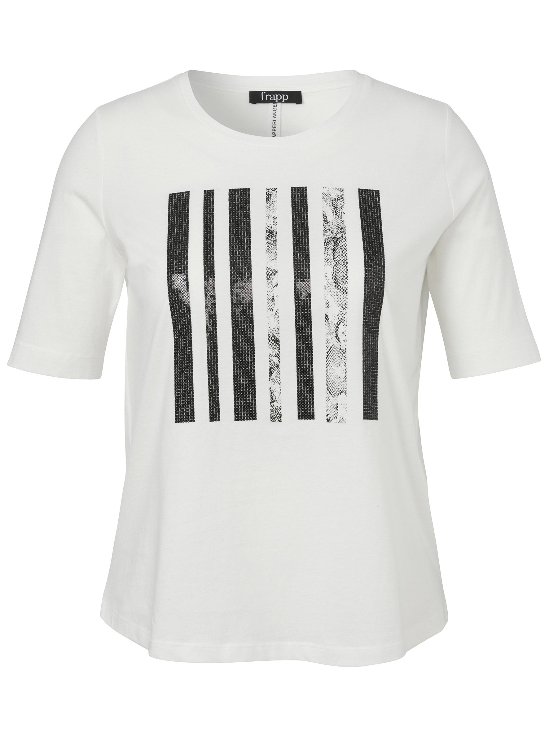 T-Shirt aus Baumwolle - 954104-offwhite / black - Weiß
