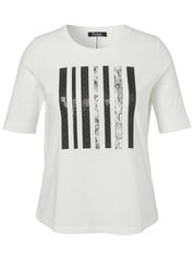 T-Shirt aus Baumwolle - 954104-offwhite / black - Weiß