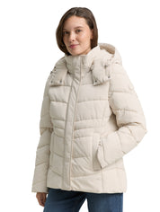 Puffer-Jacke mit abnehmbarer Kapuze - 27609-cold beige - Creme