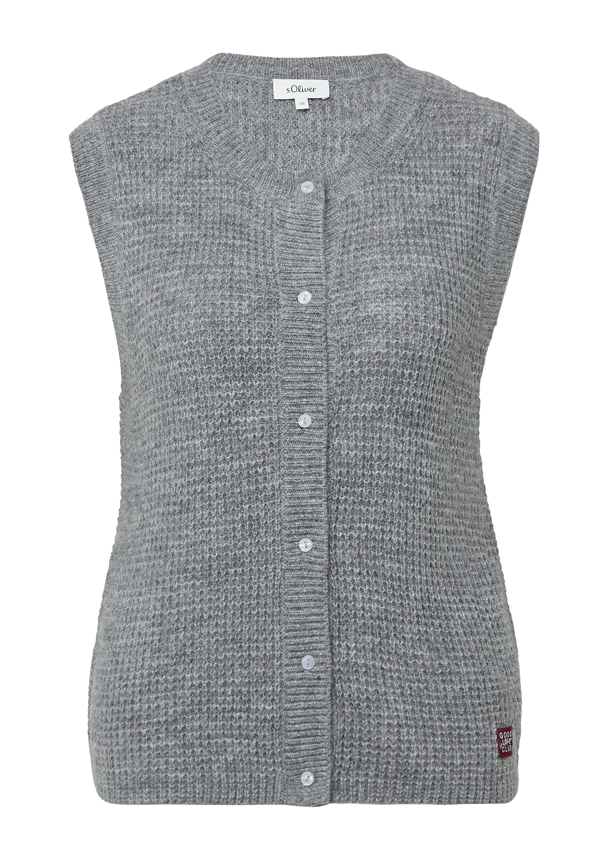 Strickweste aus Alpakamix - 97W2-GREY/BLACK - Grau