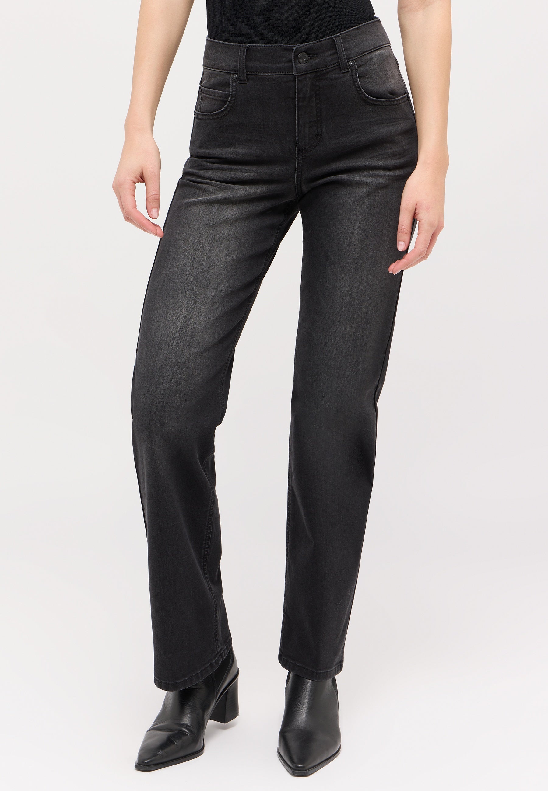 Jeans LARA Wide Leg - 1158-anthracite used - Grau