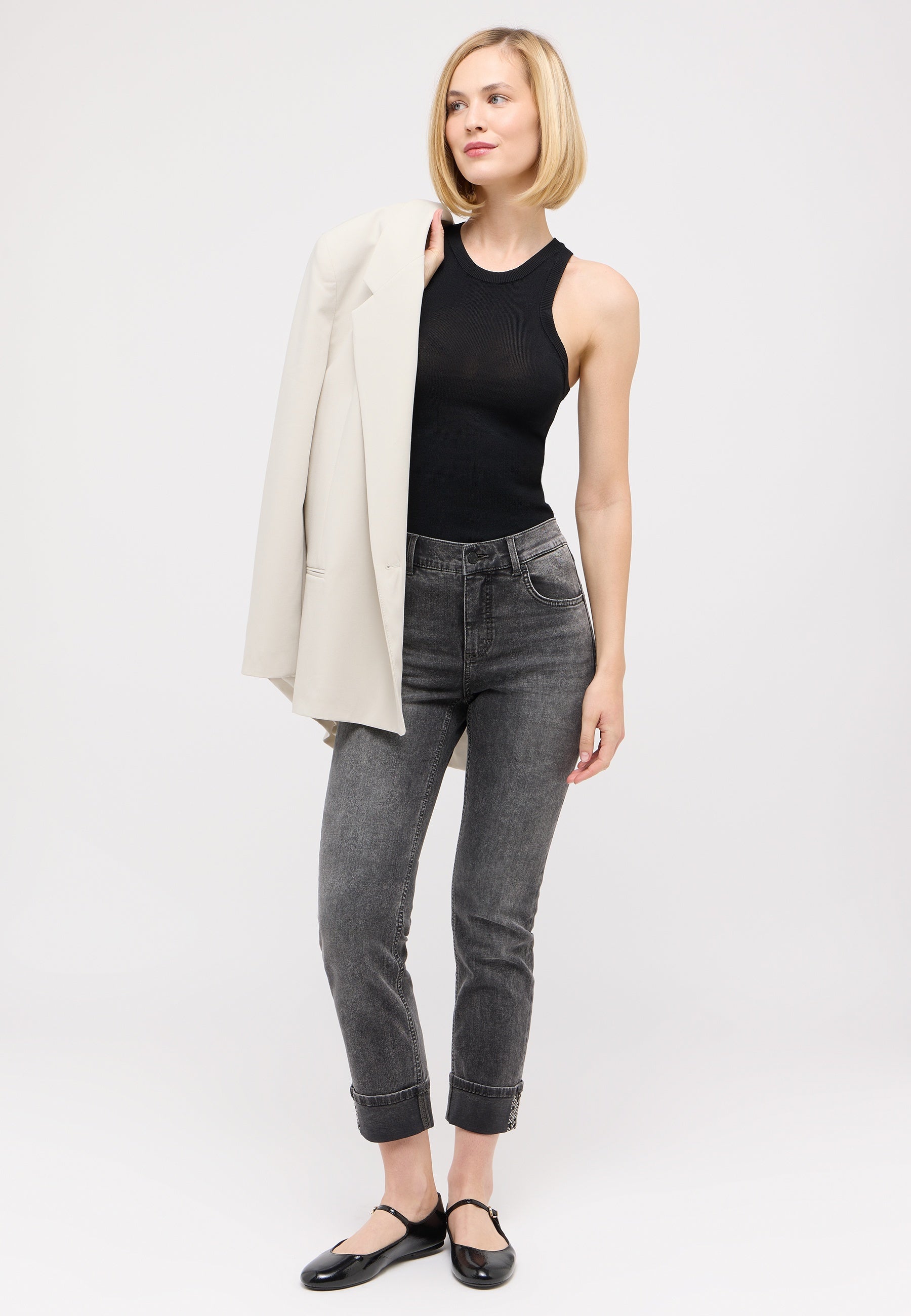Jeans CICI CROP GLAM Slim Fit - 12758-grey random used - Grau