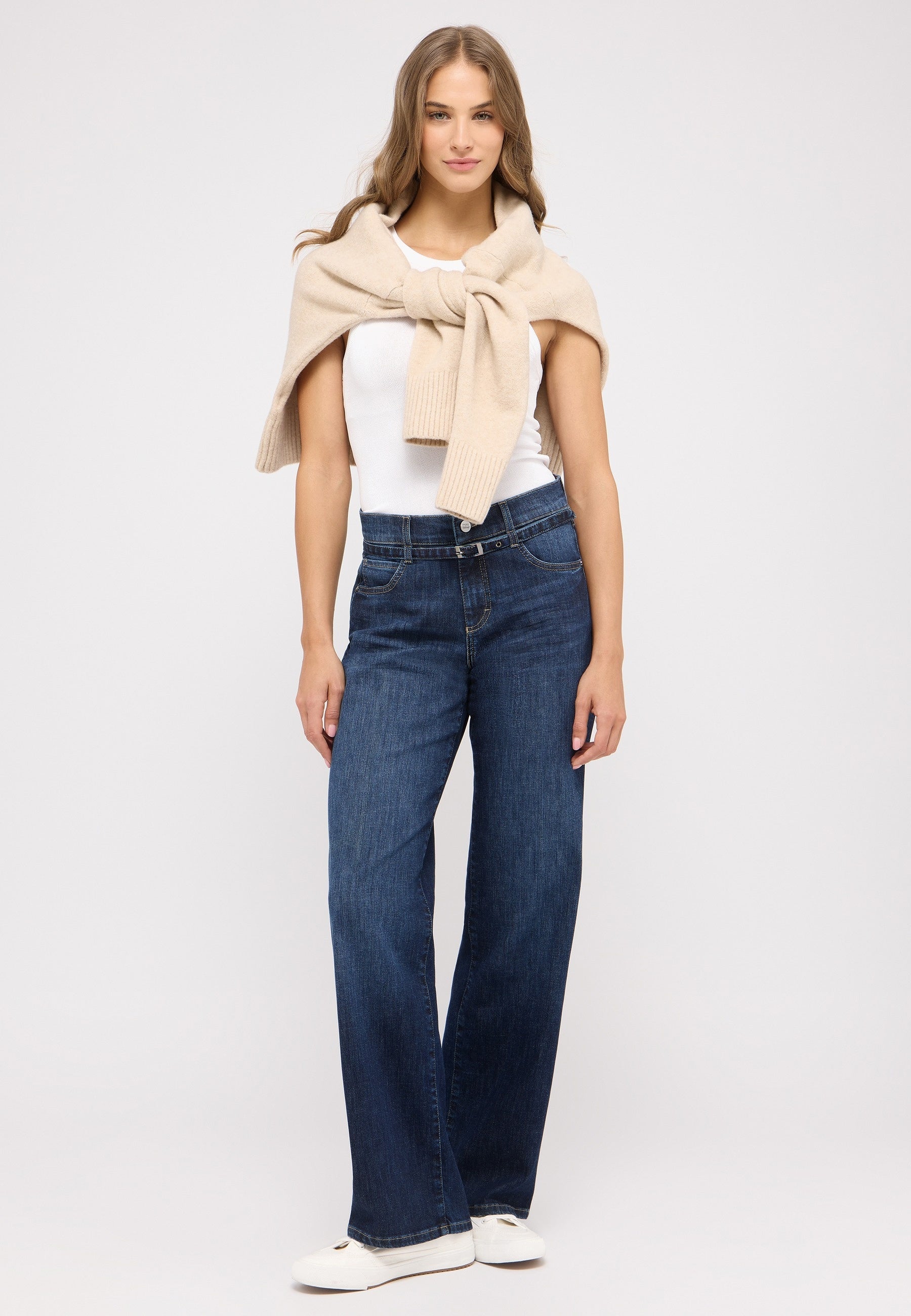 Jeans Wide Leg Liz Belt - 3158-dark indigo used - Blau