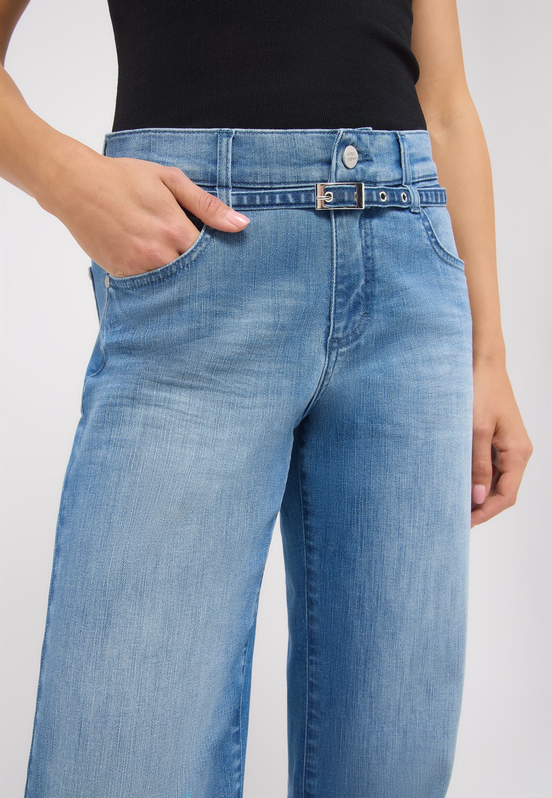 Jeans Wide Leg Liz Belt - 3458-light blue used - Blau