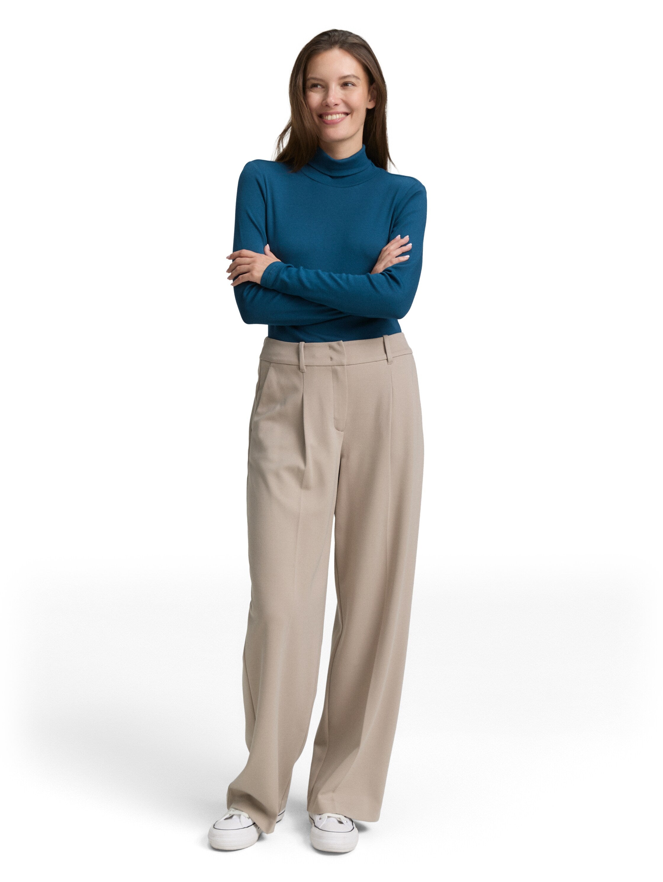 Rollkragenpullover - 13183-Dark Petrol - Blau