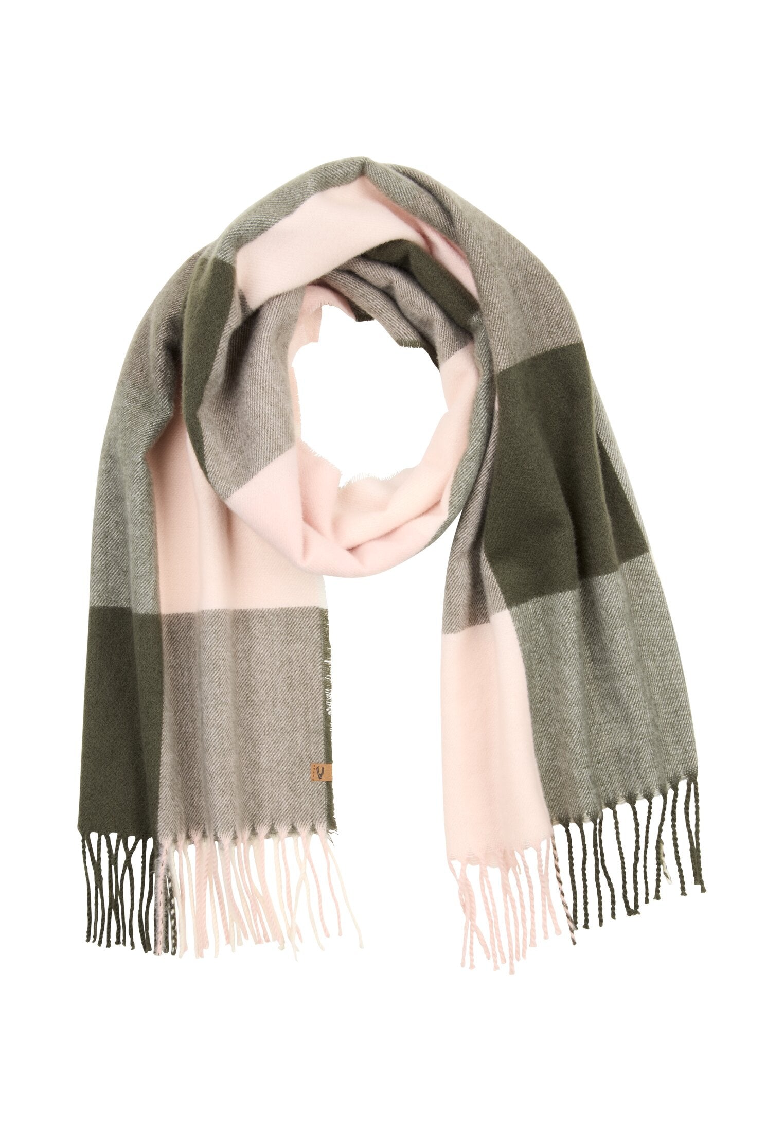 Schal kariert mit Fransen - 15-Mauve Pink - Rosa