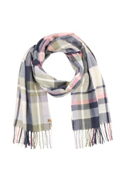 Schal kariert mit Fransen - 47-Night Blue - Blau