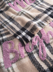 Schal mit Strickerei - BEI2 - Beige