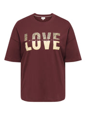 T-Shirt aus Bio-Baumwolle - Cabernet/LOVE - Rot