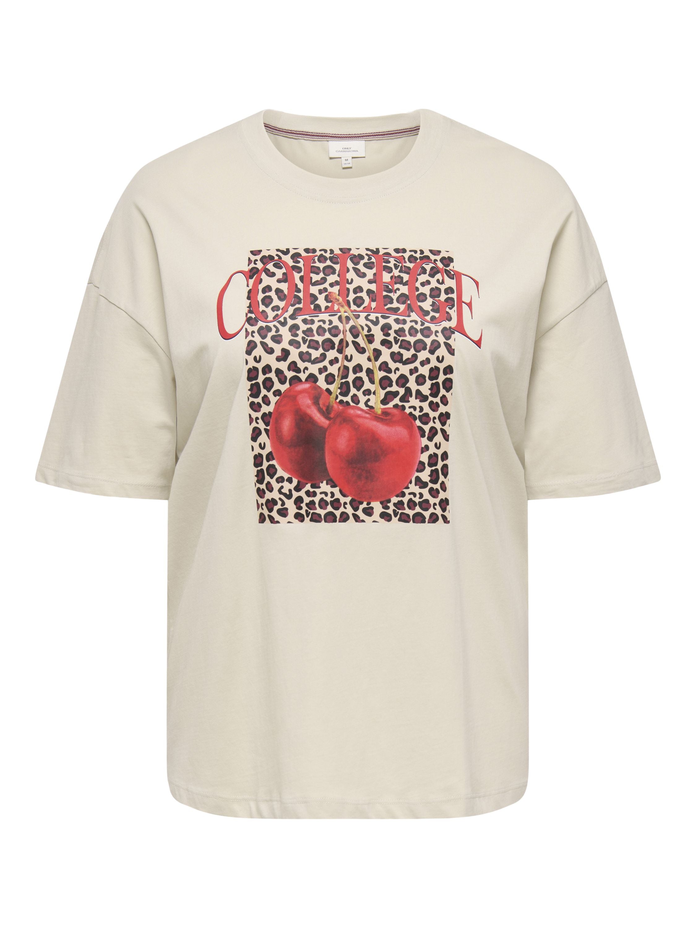 T-Shirt aus Bio-Baumwolle - Pumice Stone/Leo Cherry - Weiß