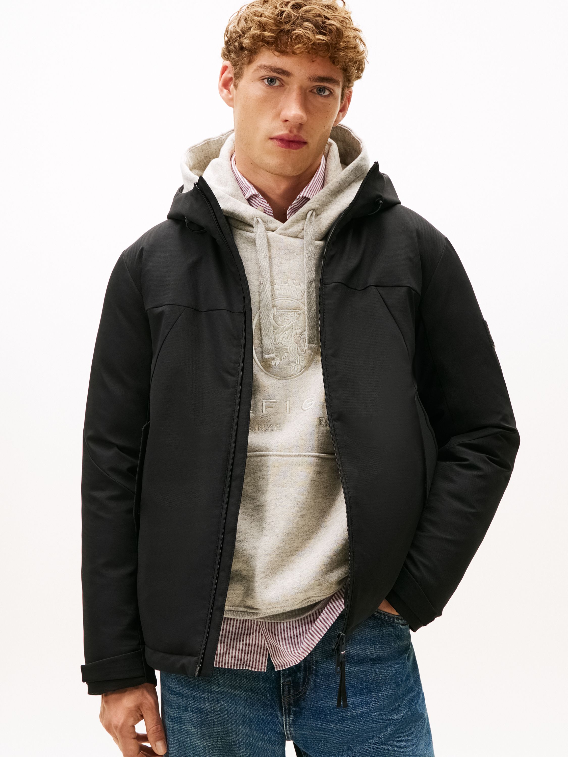 Übergangsjacke mit Kapuze - BDS-BLACK - Schwarz