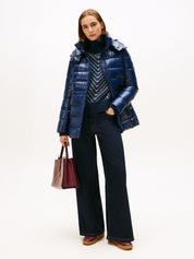 Daunenjacke mit abnehmbarer Kapuze - C1G-BLUE - Blau