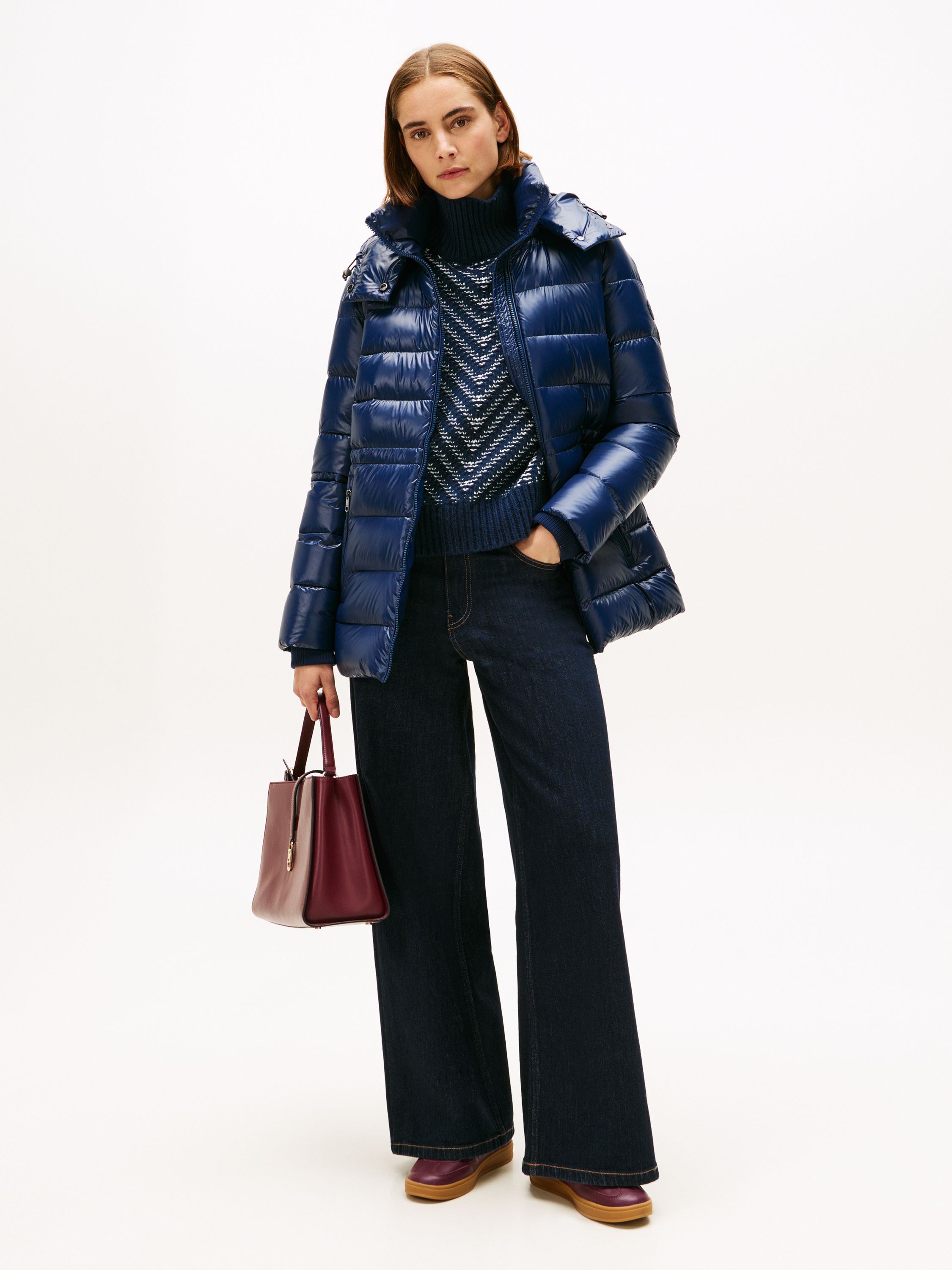 Daunenjacke mit abnehmbarer Kapuze - C1G-BLUE - Blau