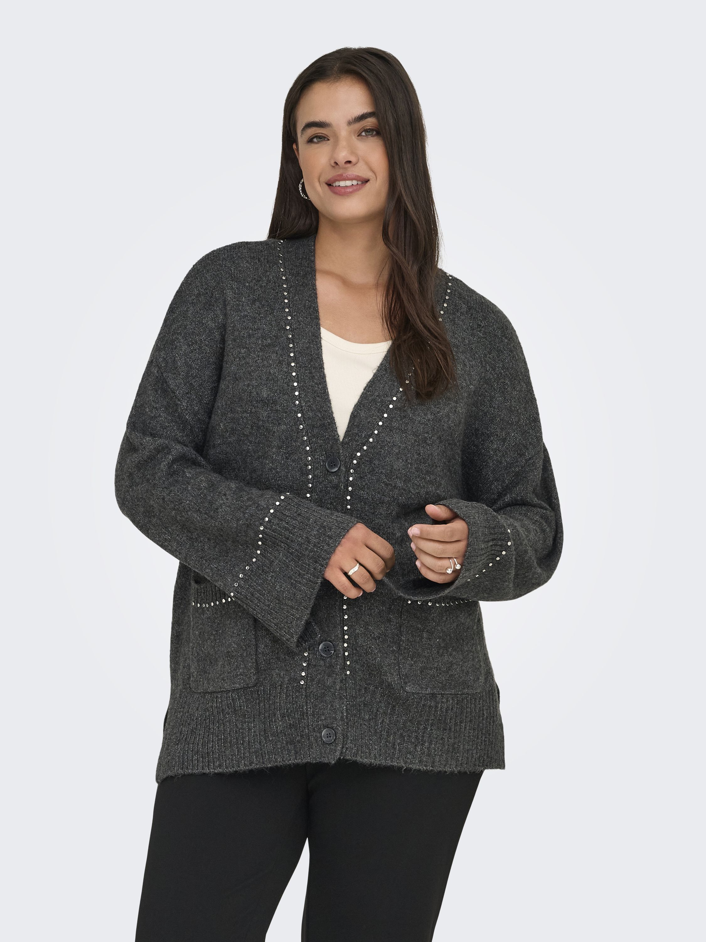 Cardigan - Medium Grey Melange/Silver Stu - Grau