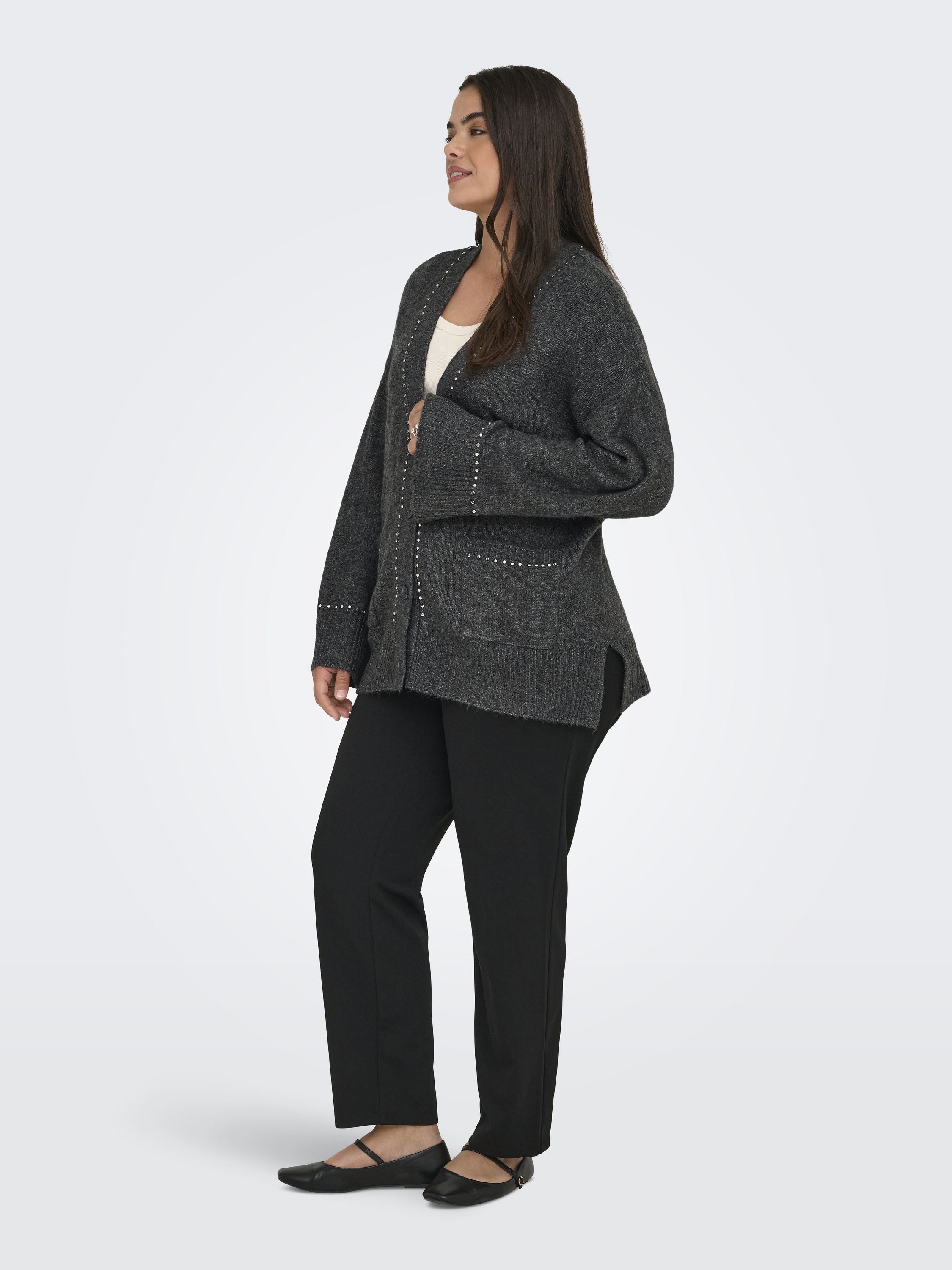 Cardigan - Medium Grey Melange/Silver Stu - Grau