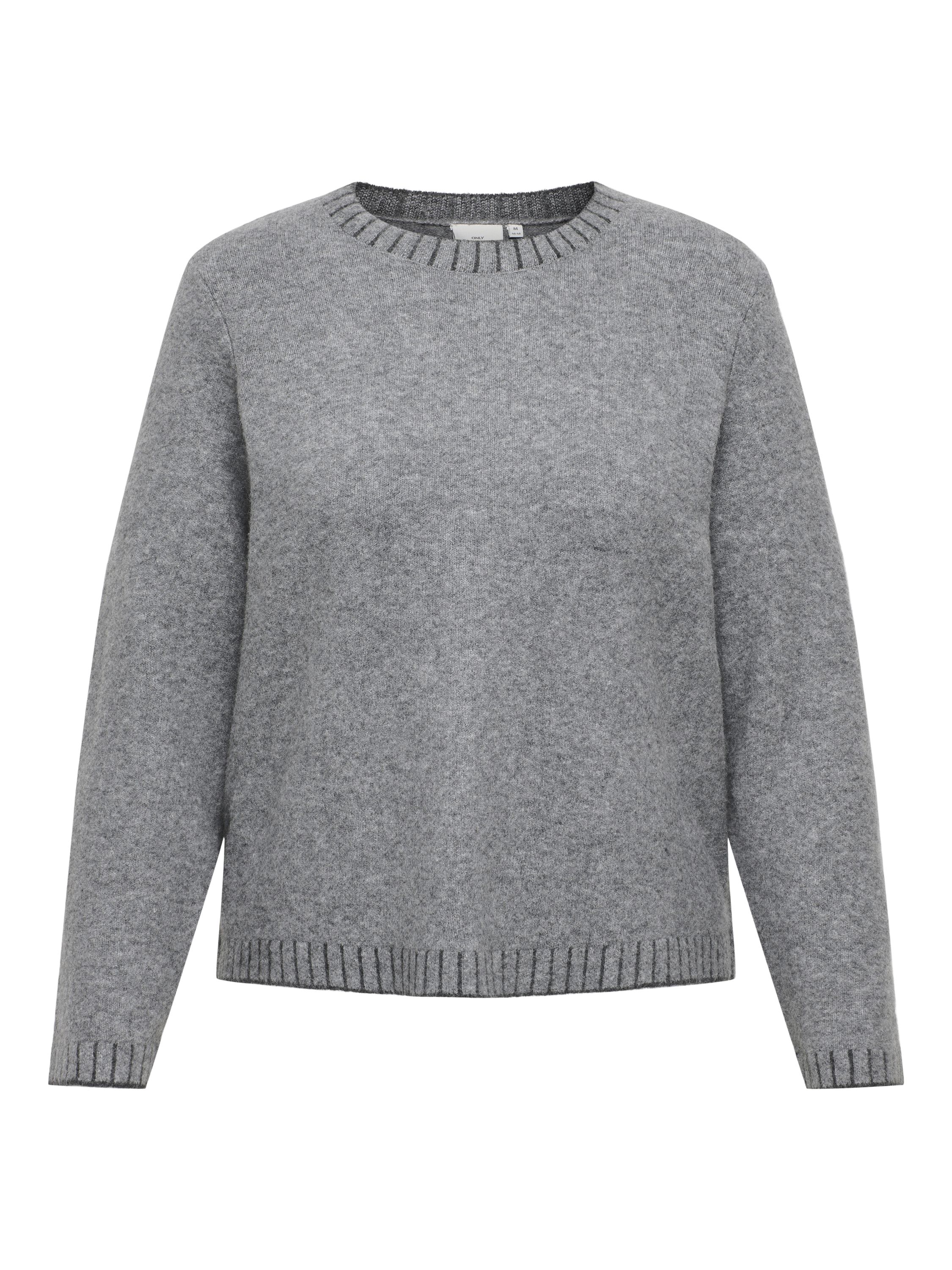 Strickpullover - Medium Grey Melange/Dark Grey - Grau