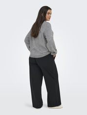 Strickpullover - Medium Grey Melange/Dark Grey - Grau