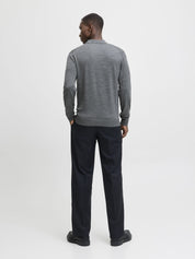 Poloshirt aus Merinowolle - Medium Grey Melange - Grau