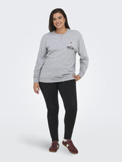Sweatshirt mit Back-Print - Light Grey Melange/Bow varsity - Grau