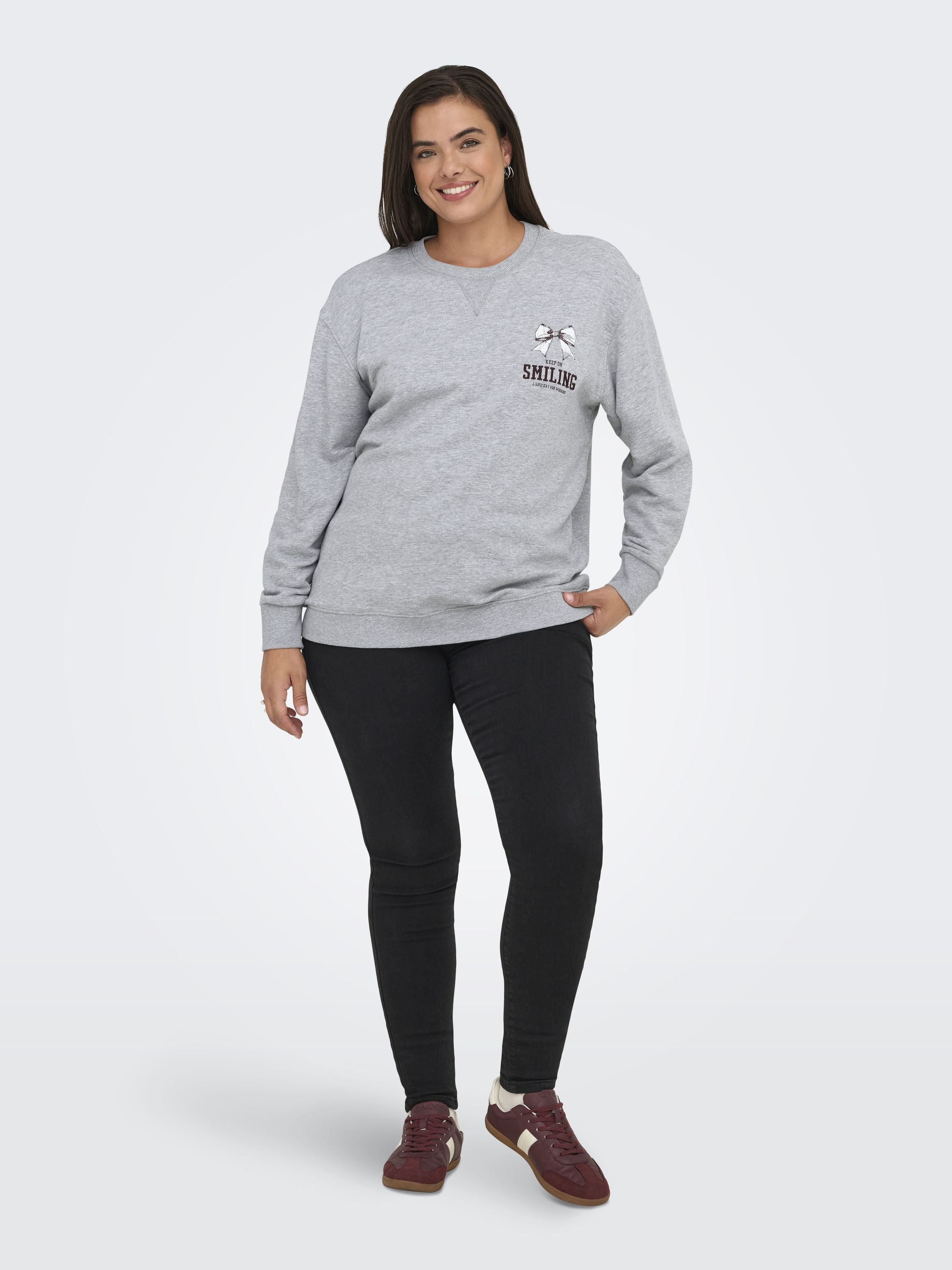 Sweatshirt mit Back-Print - Light Grey Melange/Bow varsity - Grau