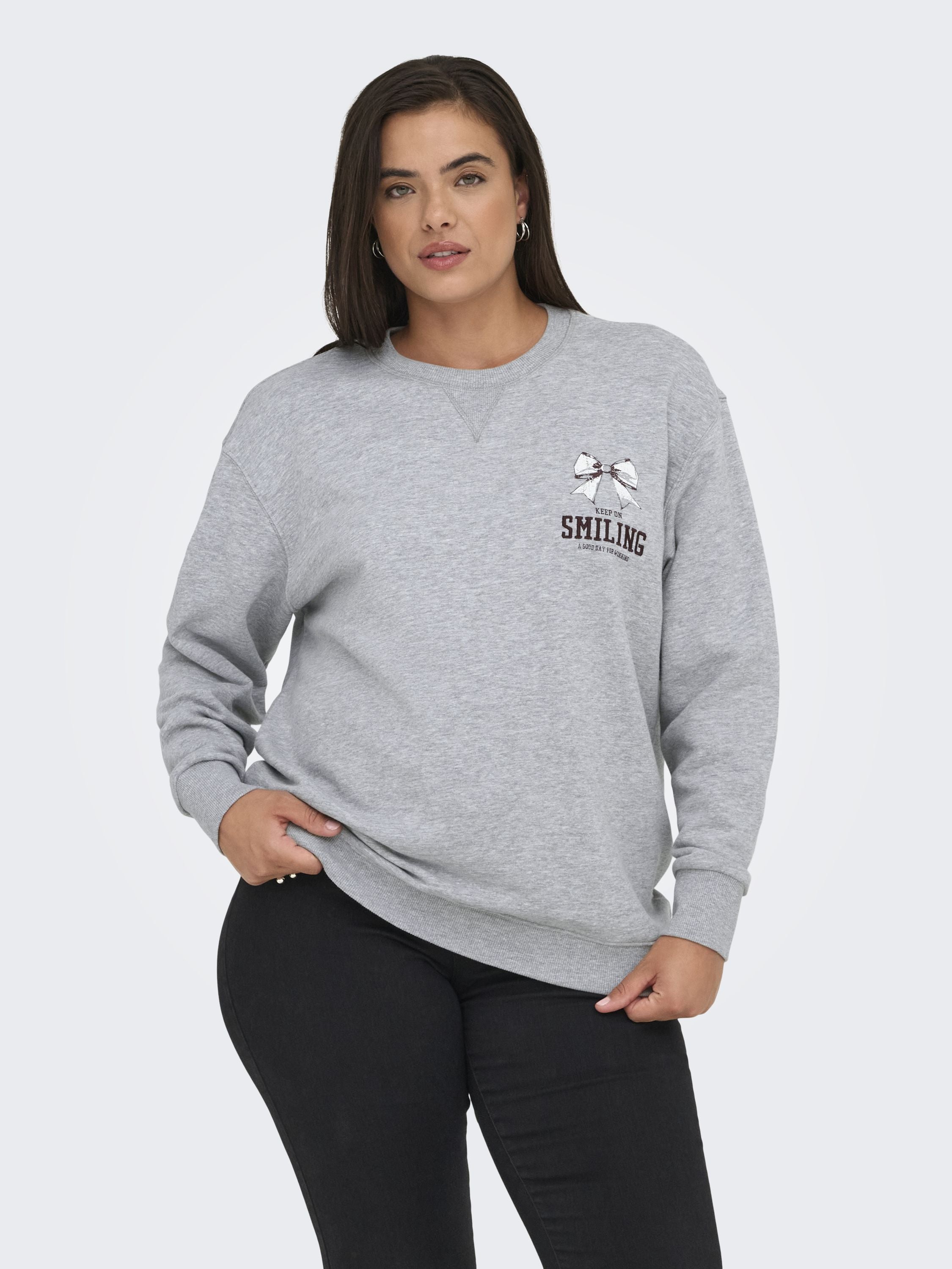 Sweatshirt mit Back-Print - Light Grey Melange/Bow varsity - Grau