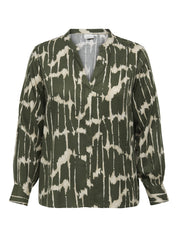 Schlupfbluse aus Viskose - Forest Night/TIE DYE STRIPE - Grün