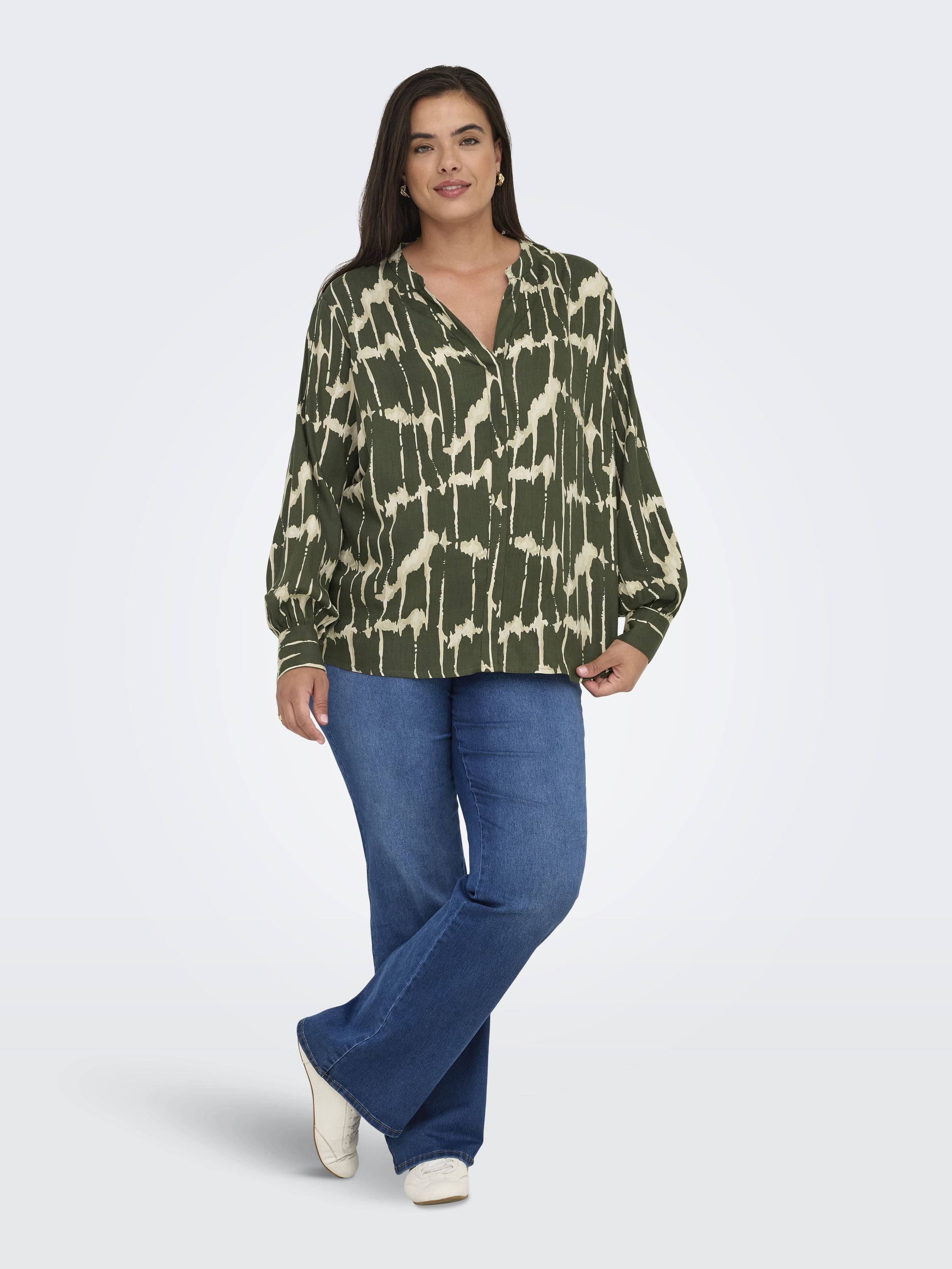 Schlupfbluse aus Viskose - Forest Night/TIE DYE STRIPE - Grün