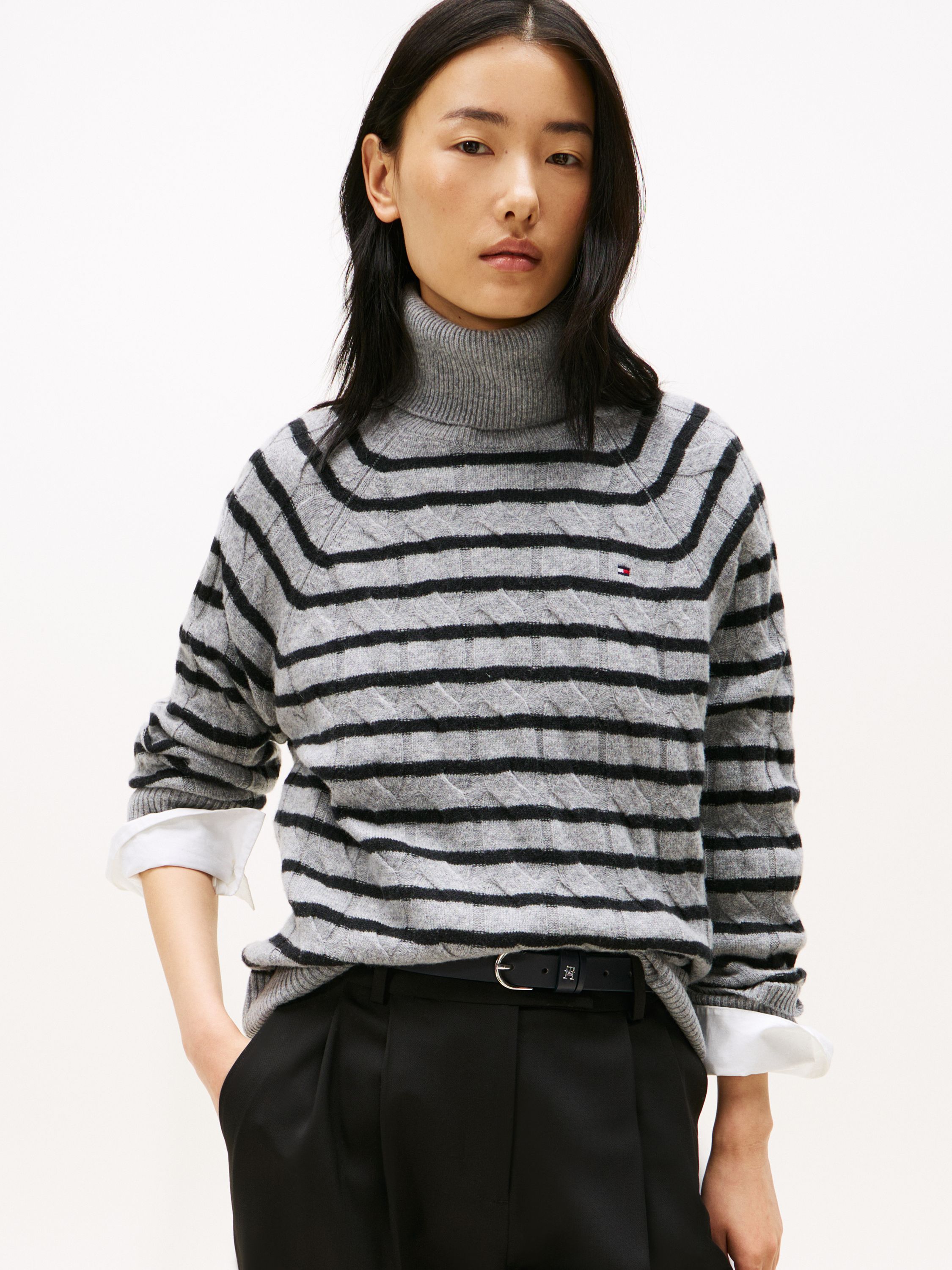 Rollkragenpullover aus Wolle - 0CV-GREY - Grau