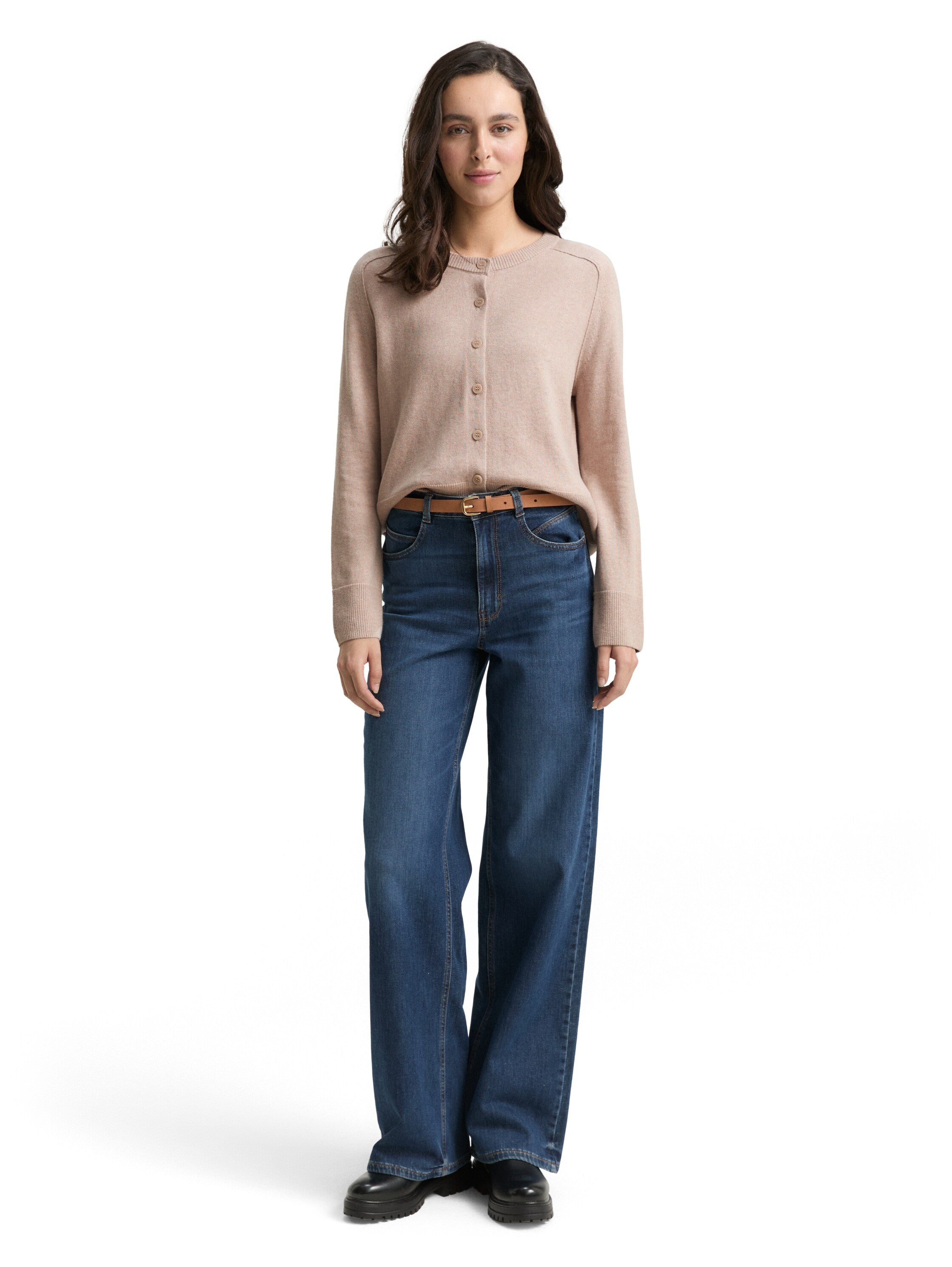 Cardigan - 38330-soft taupe melange - Beige