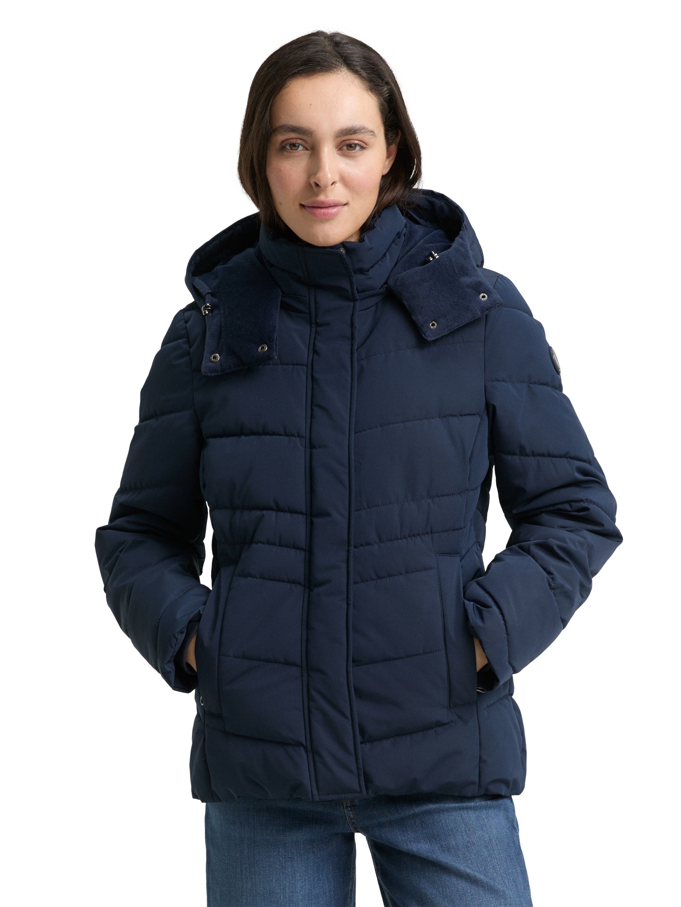 Puffer-Jacke mit abnehmbarer Kapuze - 10668-sky captain blue - Blau