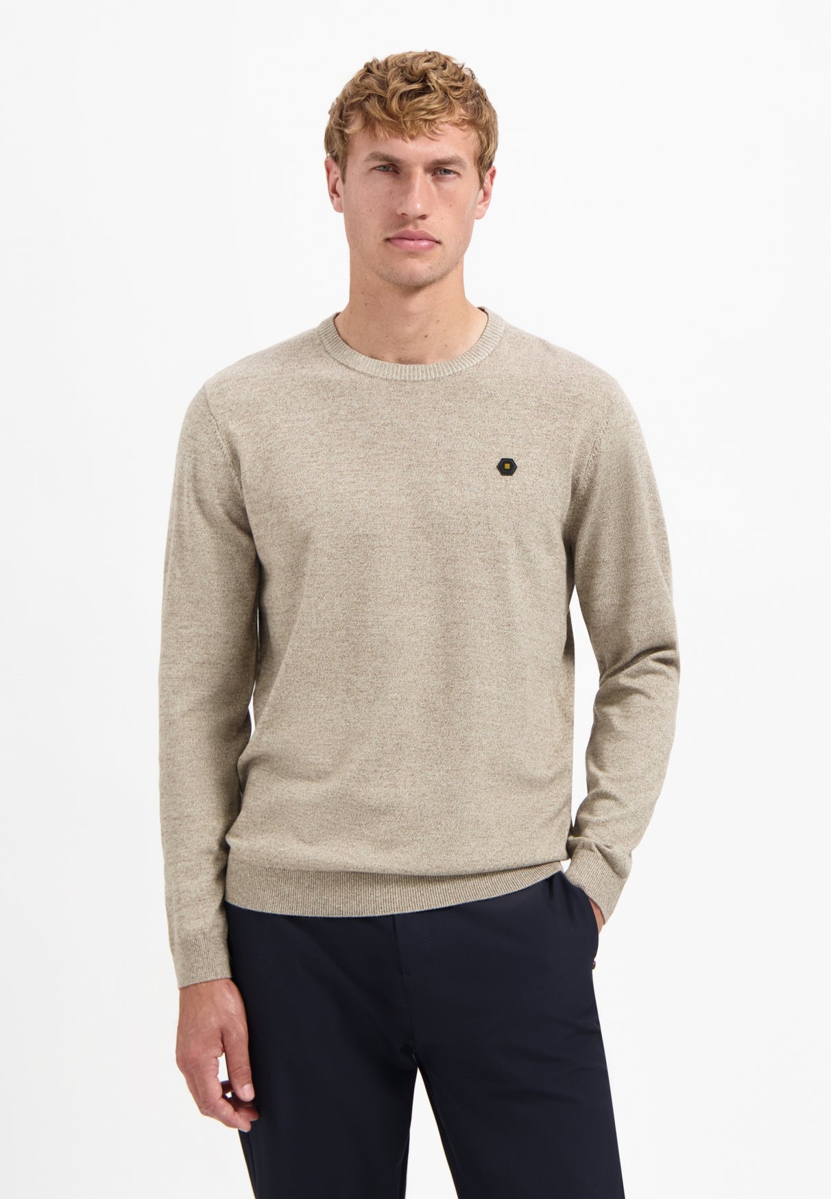 Strickpullover Regular Fit aus Baumwollmix - 015-Sand - Beige