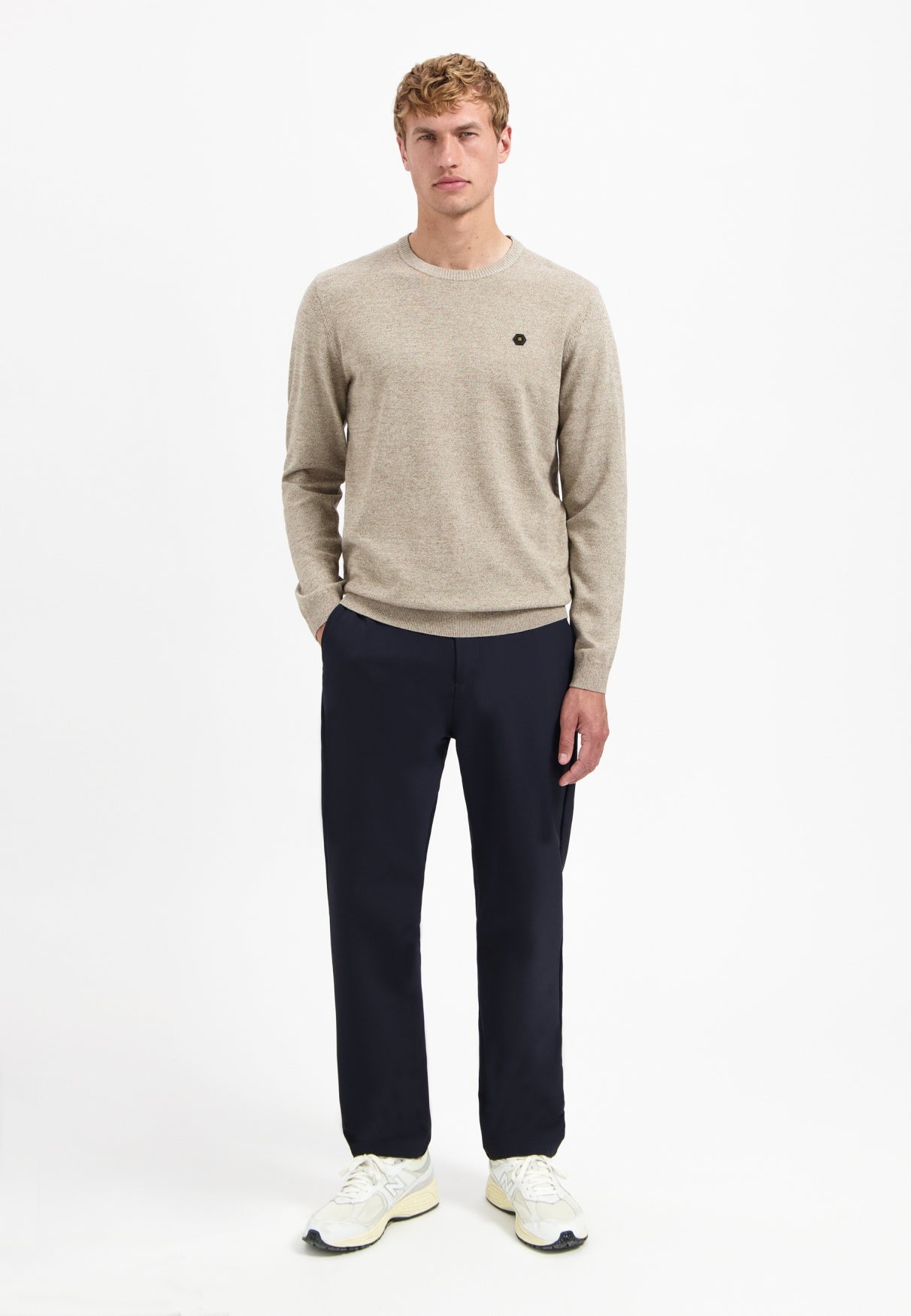 Strickpullover Regular Fit aus Baumwollmix - 015-Sand - Beige