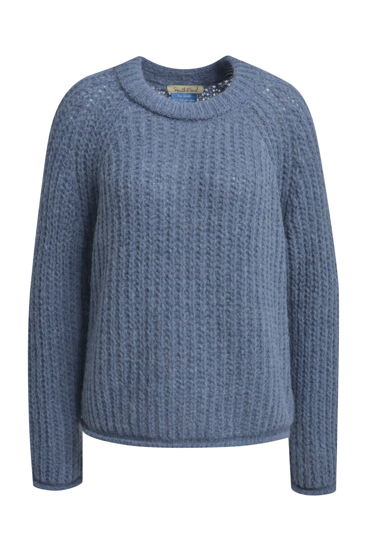 Strickpullover mit Rundhalsausschnitt - 608 - Blau