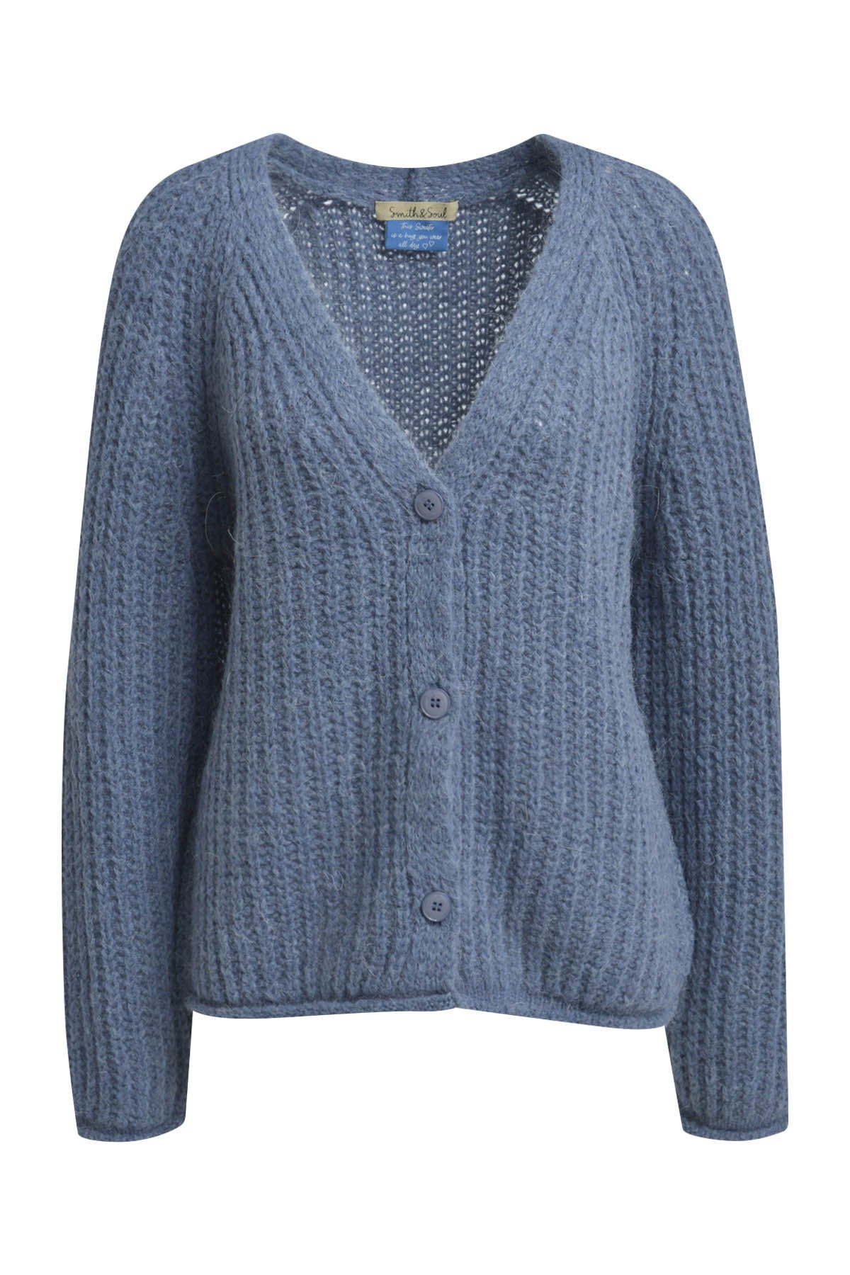 Strickcardigan mit V-Ausschnitt - 608 - Blau