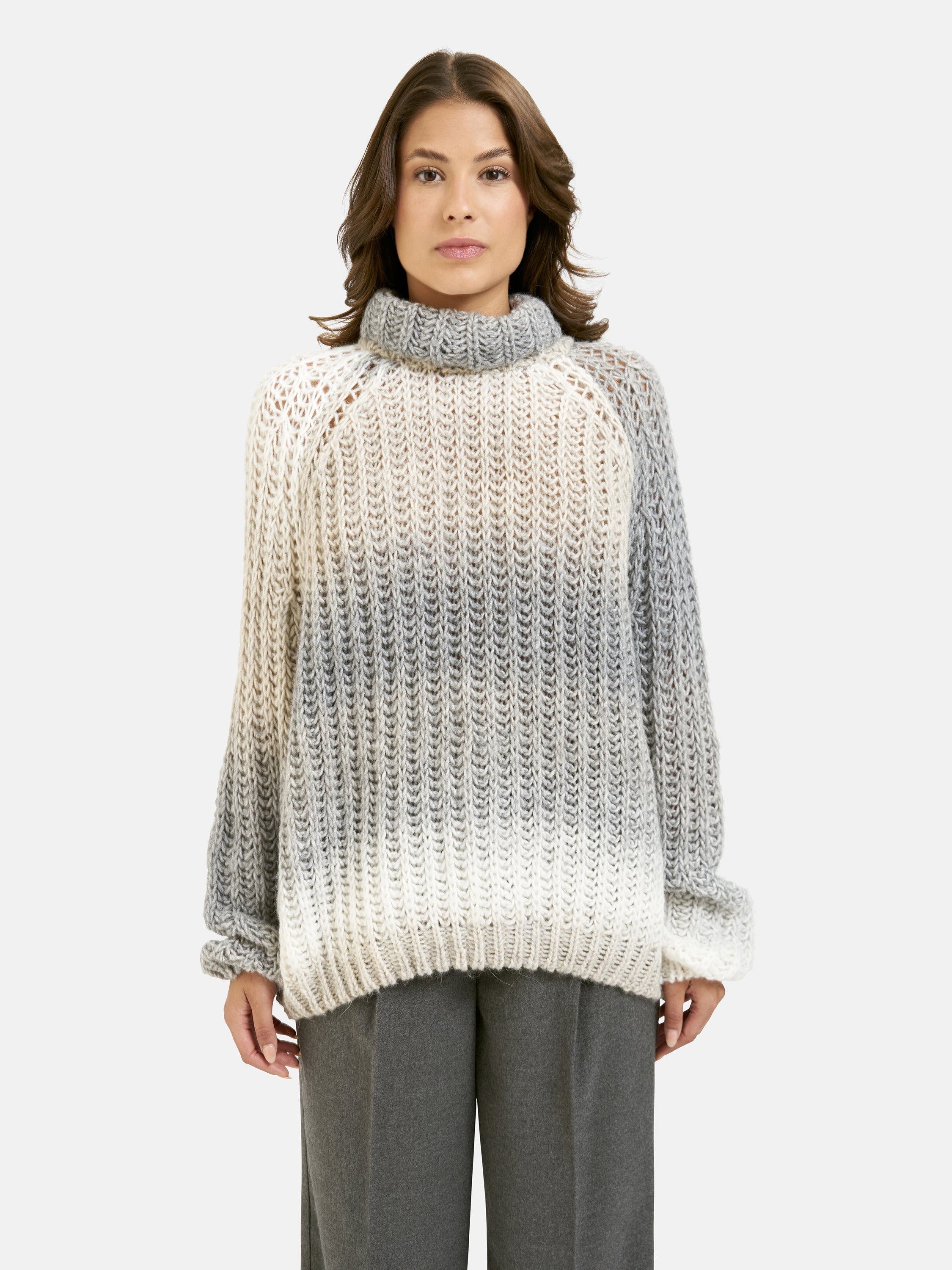 Strickpullover mit Rollkragen - 1803 - Grau