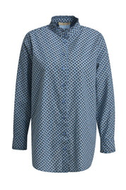 Bluse mit geriffeltem Kragen - 1633 - Blau