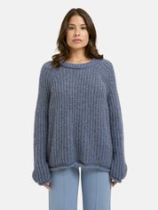 Strickpullover mit Rundhalsausschnitt - 608 - Blau