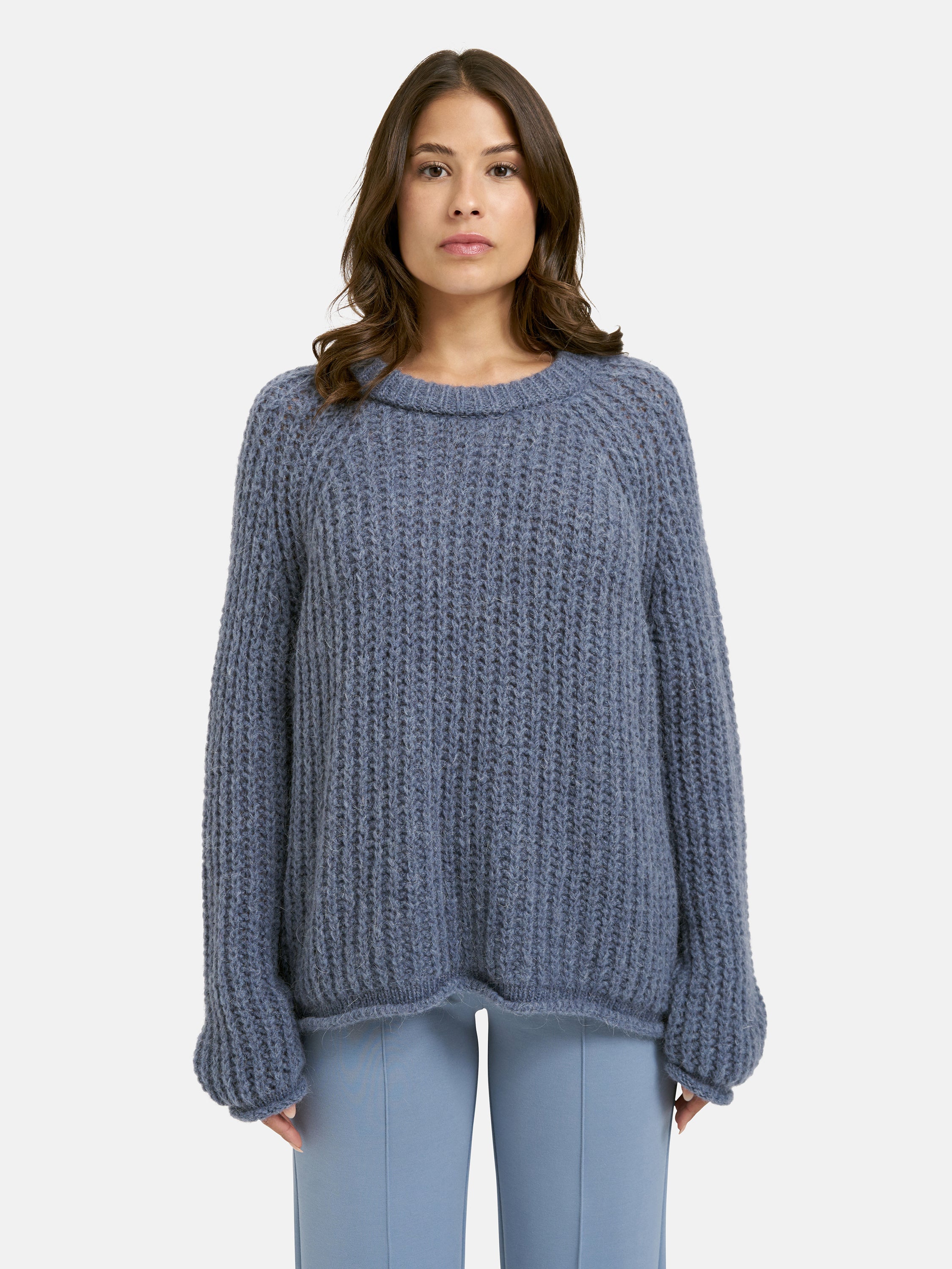 Strickpullover mit Rundhalsausschnitt - 608 - Blau
