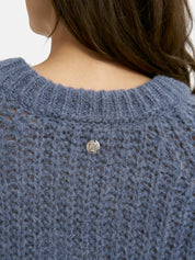 Strickpullover mit Rundhalsausschnitt - 608 - Blau