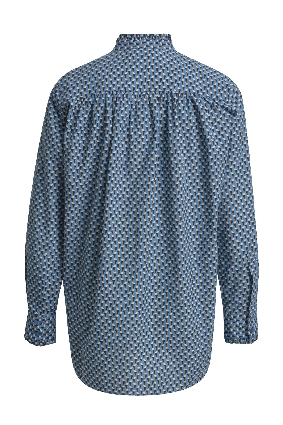 Bluse mit geriffeltem Kragen - 1633 - Blau